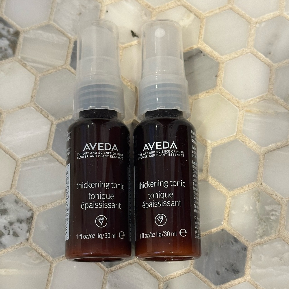 Two NEW never used travel size bottle of Aveda Thickening Tonic (1oz/bottle)